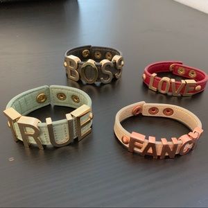 BCBG Affirmation Leather Bracelets. Lot of 4.